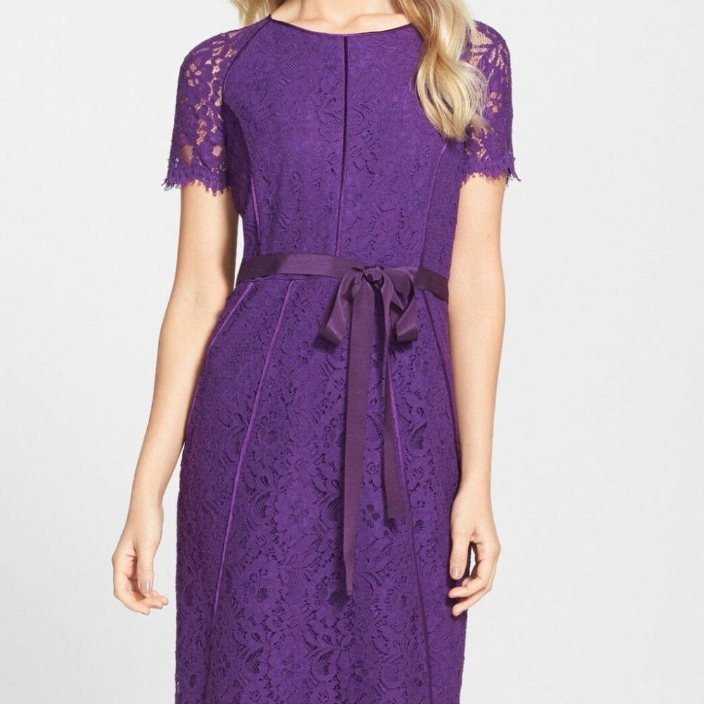 NUE BY SHANI VIOLET Ribbon Waist Lace dress